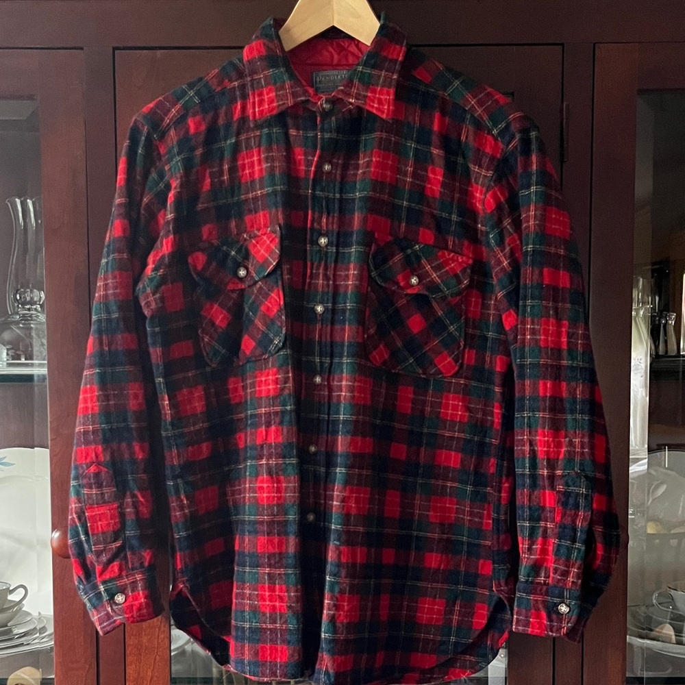 Vintage 60s/70s Pendleton Tartan Plaid Wool Button-down Shirt